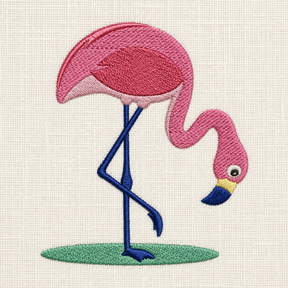 Illustrative preview of Bending Pink Flamingo Embroidery Design.