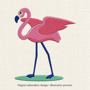 Illustrative preview of Standing Pink Flamingo Embroidery Design.