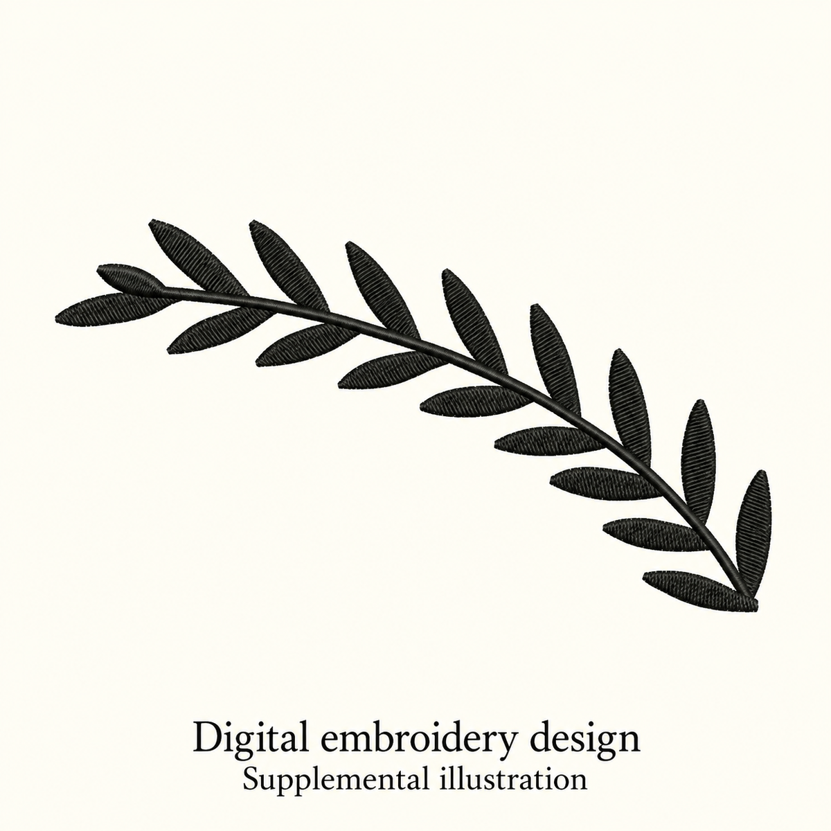 Illustrative preview of Curved Leaf Branch Embroidery Design.