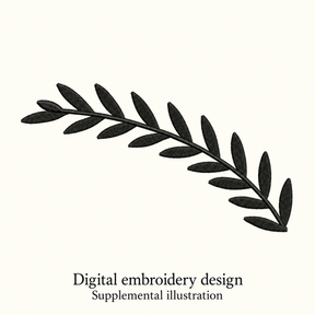 Illustrative preview of Curved Leaf Branch Embroidery Design.