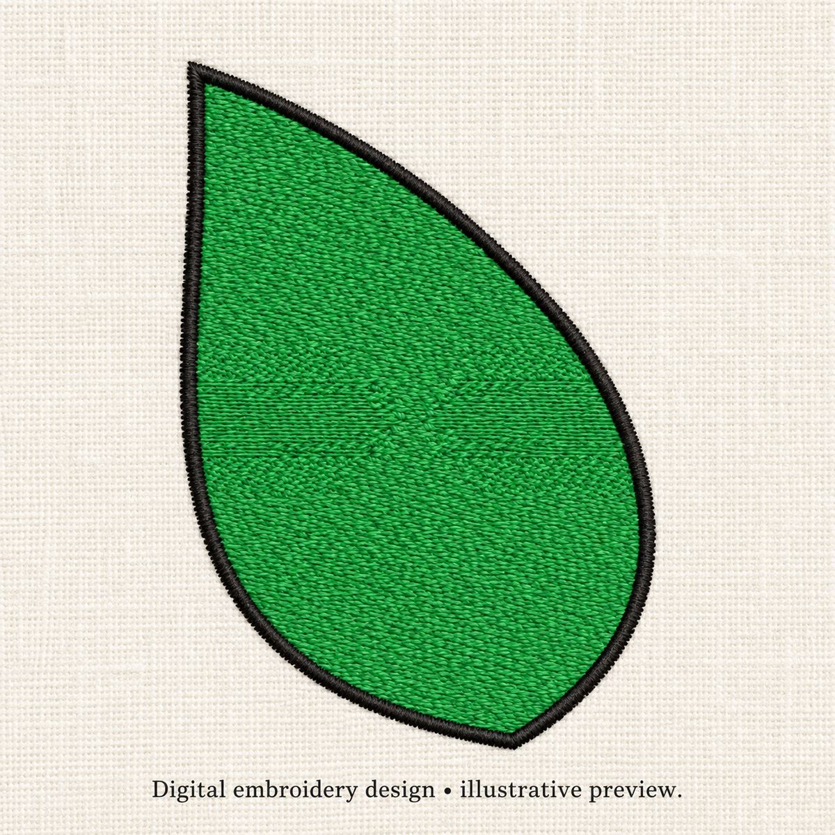 Illustrative preview of Plain Green Leaf Embroidery Design.