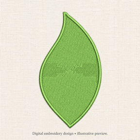 Illustrative preview of Curved Light Green Leaf Embroidery Design.