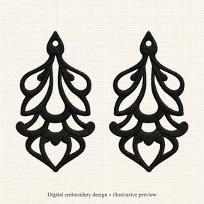Illustrative preview of Ornamental Teardrop Pair Embroidery Design.