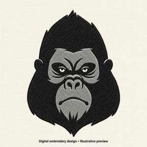Illustrative preview of Gorilla Face Embroidery Design.
