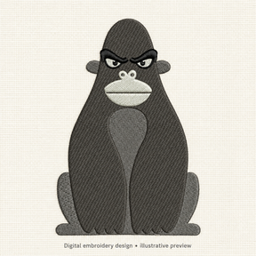 Illustrative preview of Seated Cartoon Gorilla Embroidery Design.