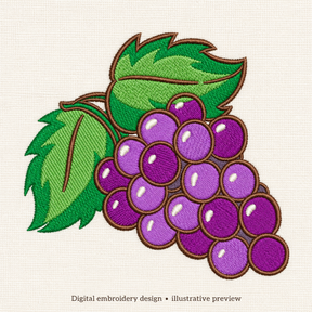 Illustrative preview of Purple Grapes Embroidery Design.
