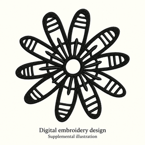 Illustrative preview of Striped Petal Flower Outline Embroidery Design.