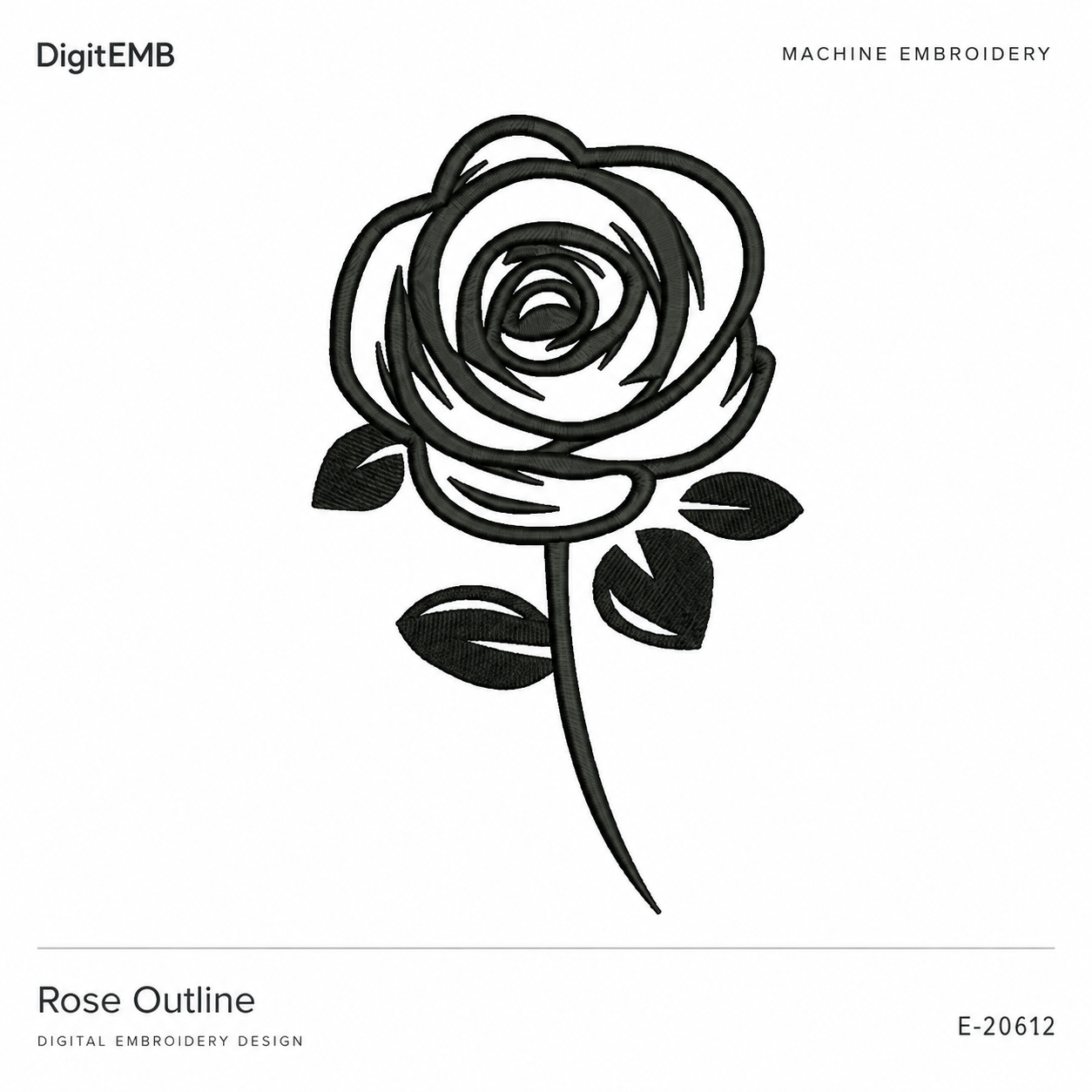 Illustrative preview of Rose Outline Embroidery Design.