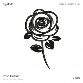 Illustrative preview of Rose Outline Embroidery Design.