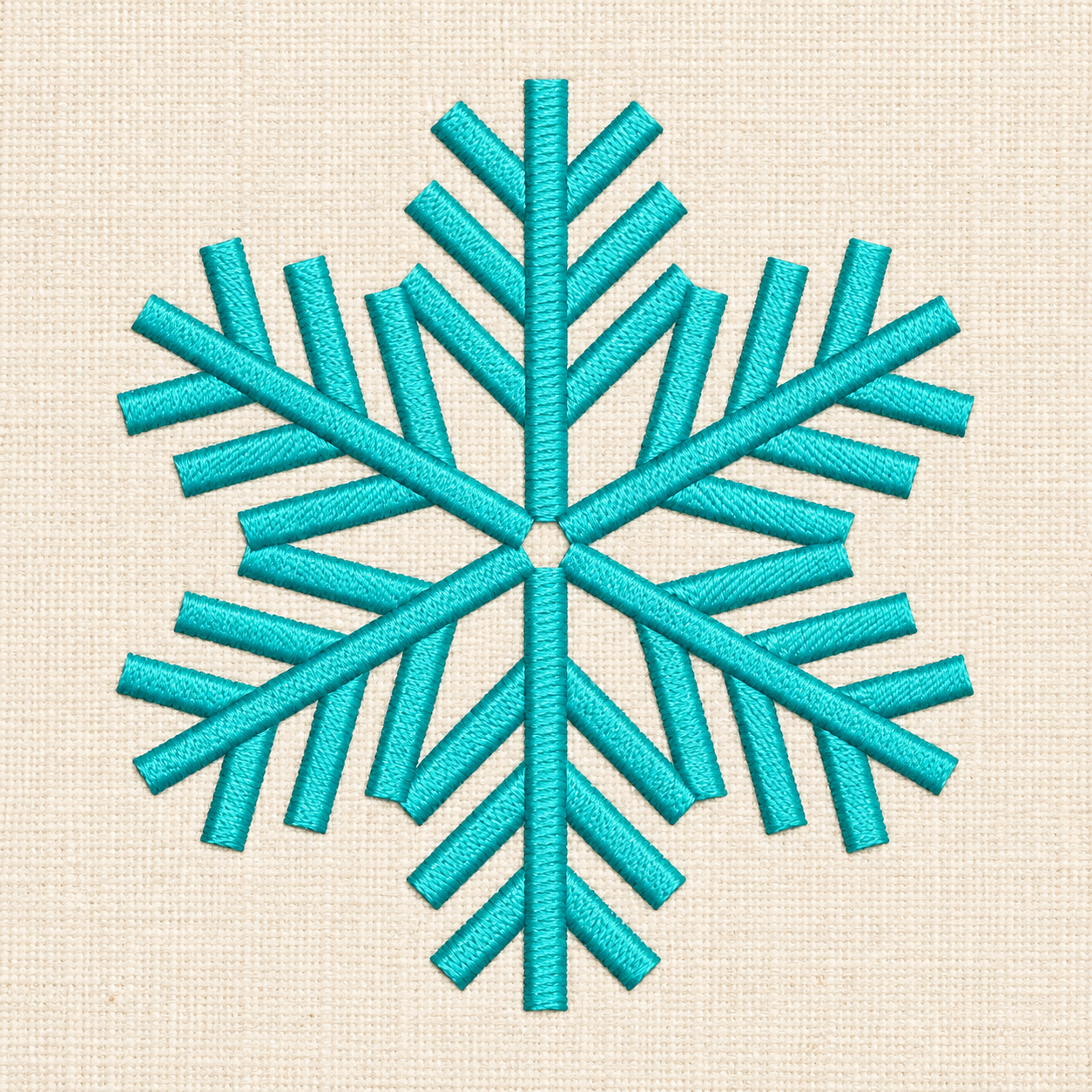 Illustrative preview of Turquoise Branched Snowflake Embroidery Design.
