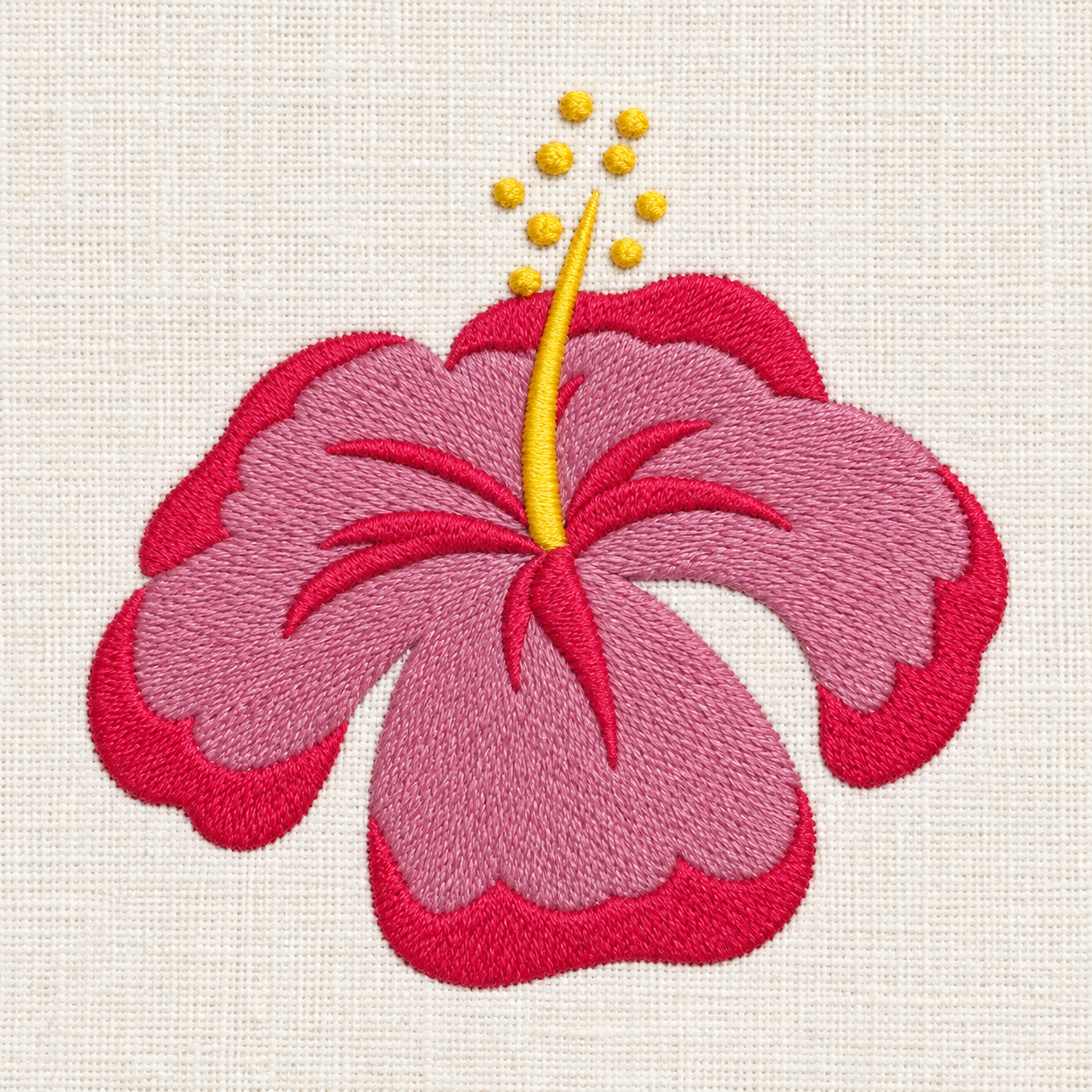 Illustrative preview of Pink Hibiscus Embroidery Design.