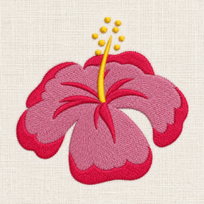 Illustrative preview of Pink Hibiscus Embroidery Design.