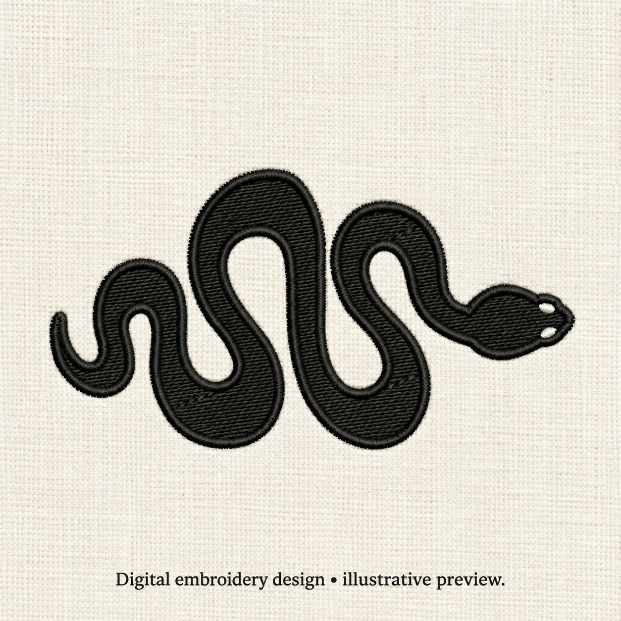 Illustrative preview of Winding Snake Silhouette Embroidery Design.