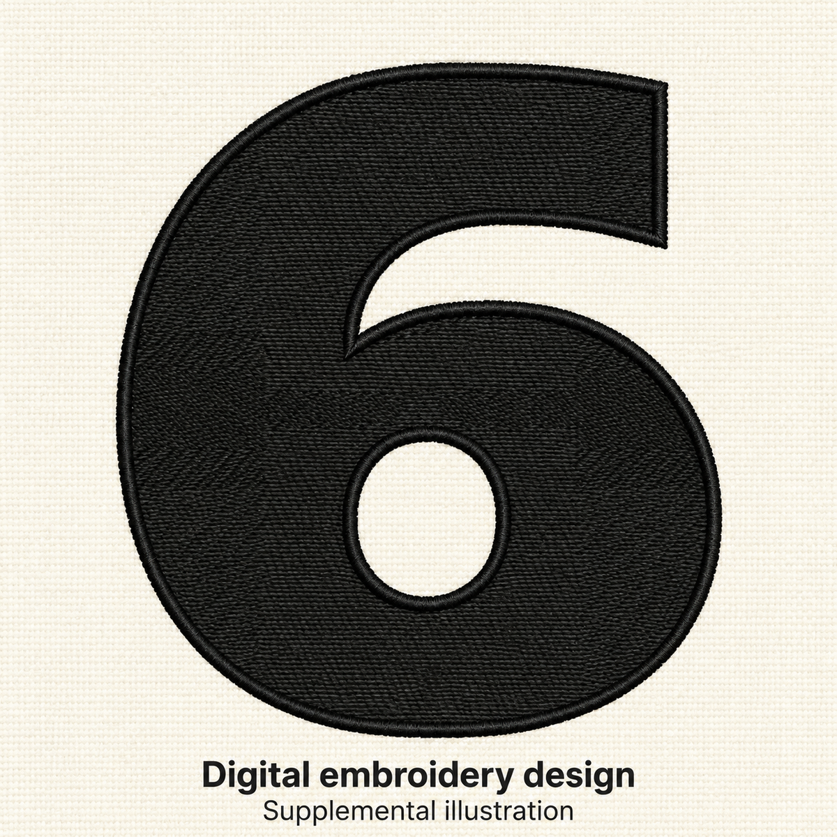 Illustrative preview of Bold Number 6 Embroidery Design.