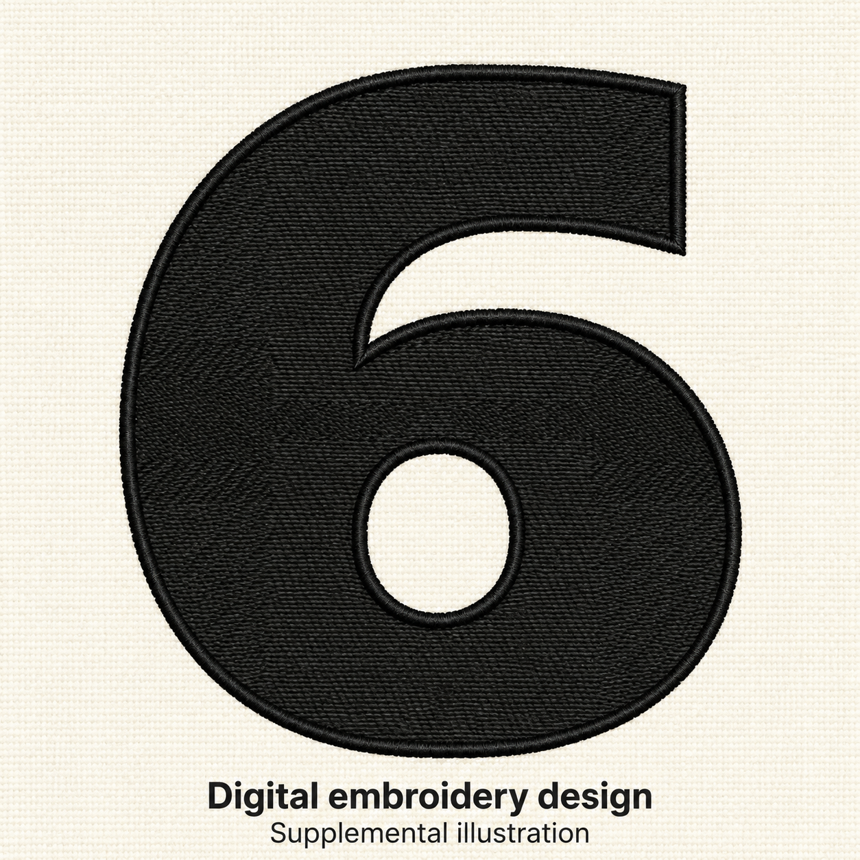Illustrative preview of Bold Number 6 Embroidery Design.