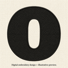 Illustrative preview of Black Number 0 Embroidery Design.