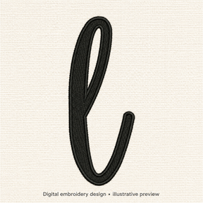 Illustrative preview of Lowercase Script Letter L Embroidery Design.