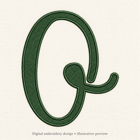 Illustrative preview of Uppercase Script Letter O Embroidery Design.