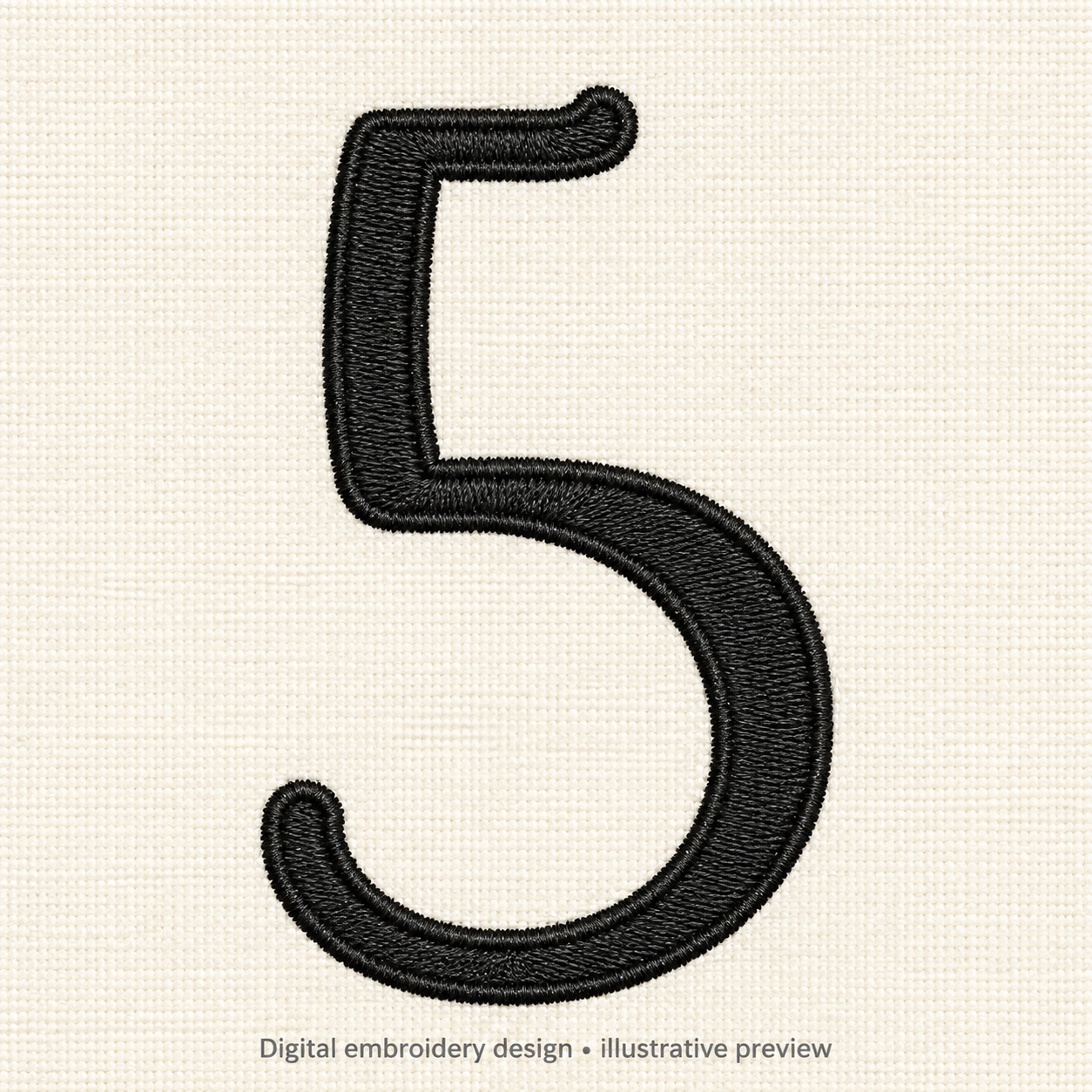 Illustrative preview of Script Number 5 Embroidery Design.