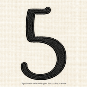 Illustrative preview of Script Number 5 Embroidery Design.