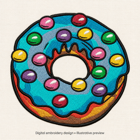 Illustrative preview of Candy-Topped Donut Embroidery Design.
