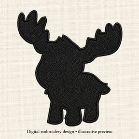 Illustrative preview of Cartoon Moose Silhouette Machine Embroidery Design.
