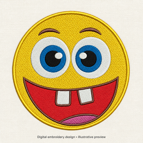 Illustrative preview of Two-Tooth Smiling Emoji Embroidery Design.