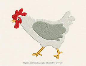 Illustrative preview of White Chicken Embroidery Design.