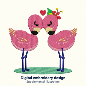 Illustrative preview of Flamingo Couple Embroidery Design.