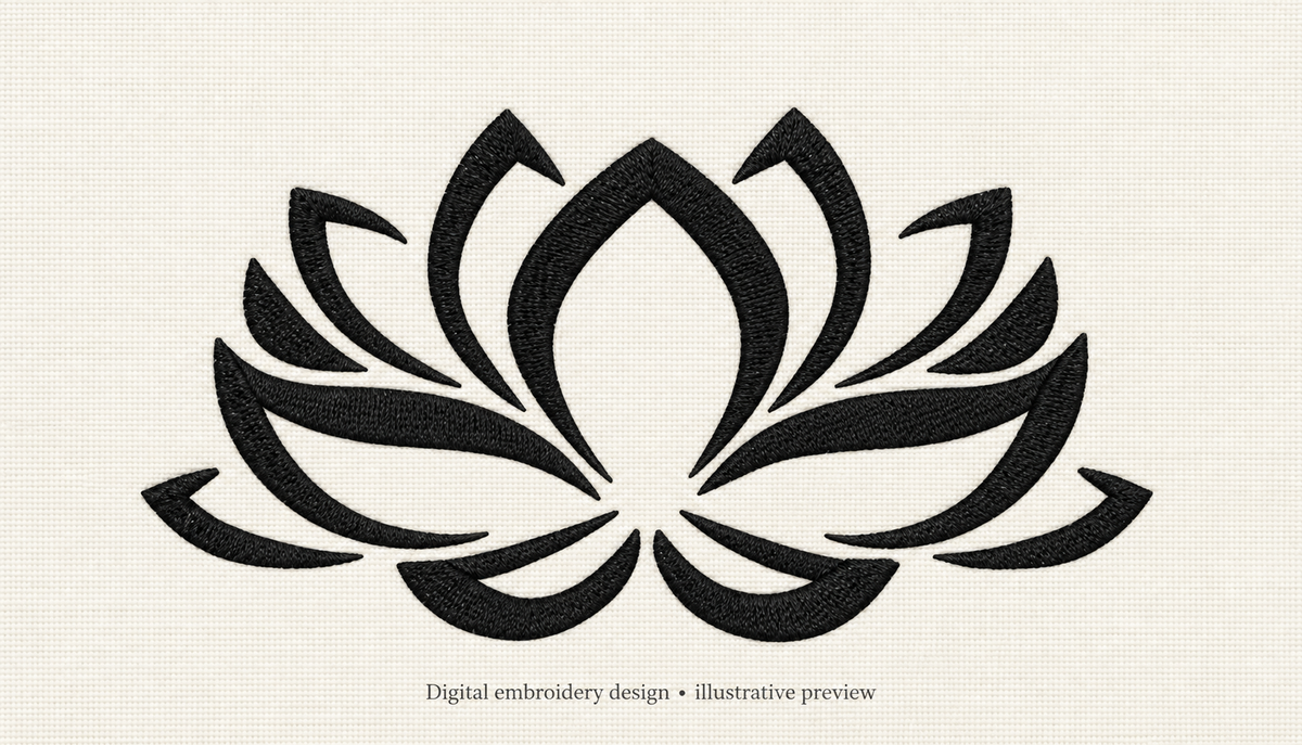 Illustrative preview of Lotus Outline Embroidery Design.