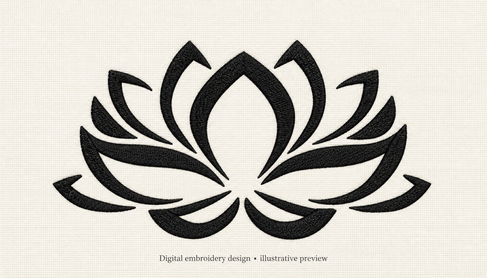 Illustrative preview of Lotus Outline Embroidery Design.