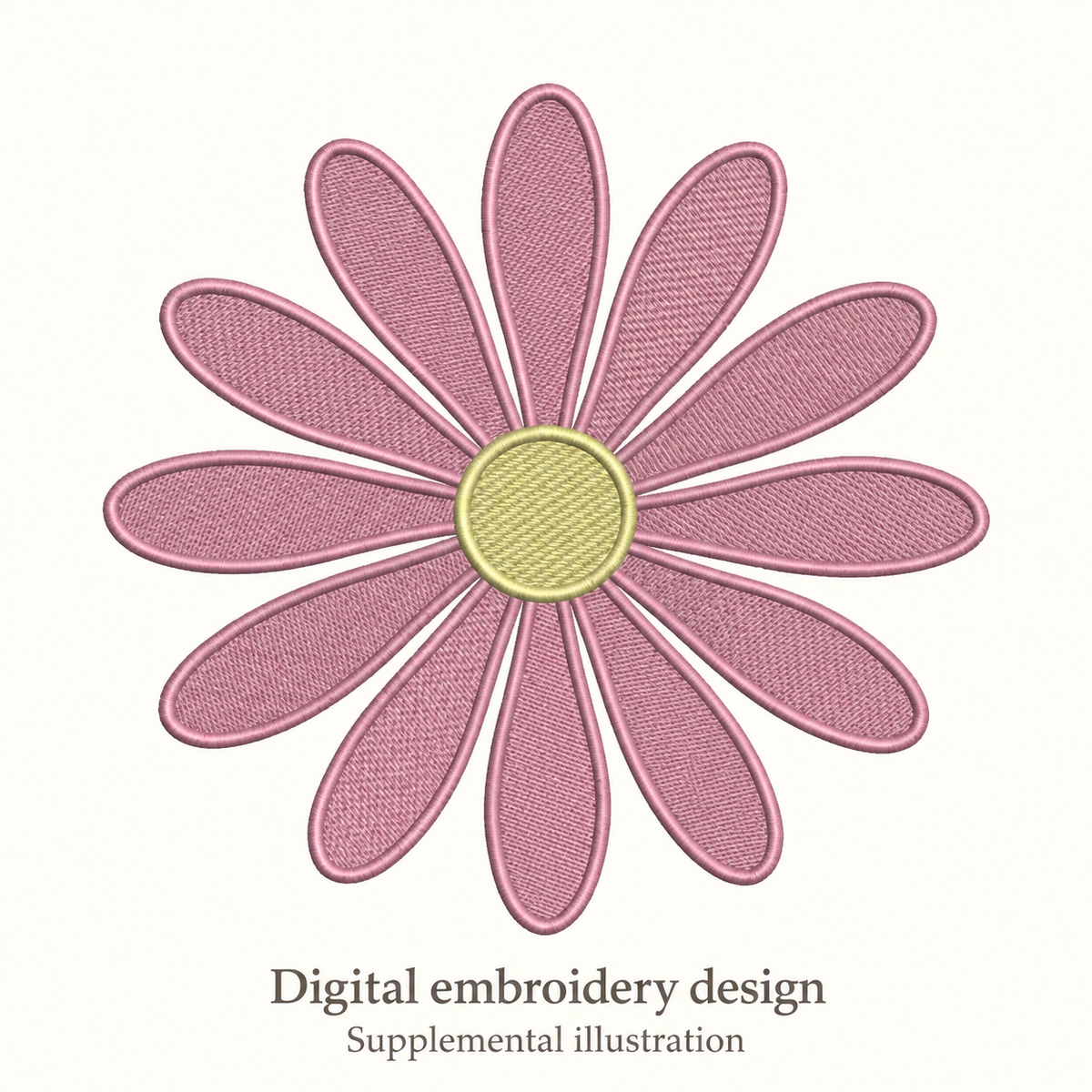 Illustrative preview of Pink Daisy-Style Flower Embroidery Design.