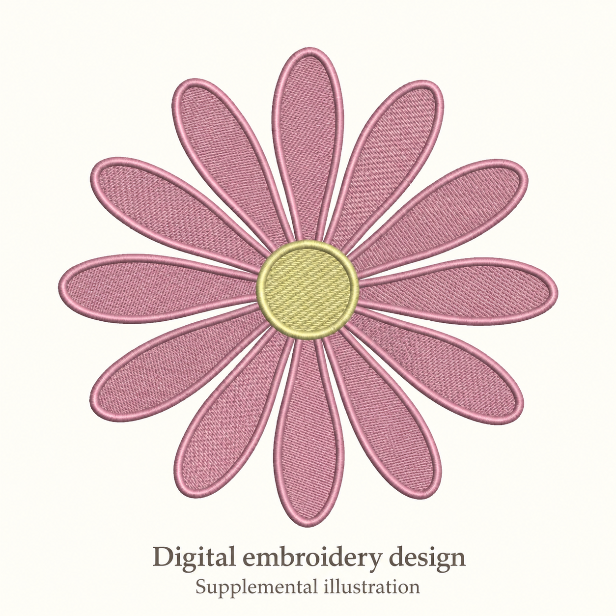 Illustrative preview of Pink Daisy-Style Flower Embroidery Design.