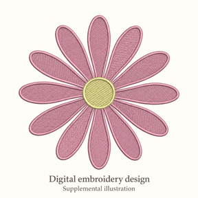 Illustrative preview of Pink Daisy-Style Flower Embroidery Design.