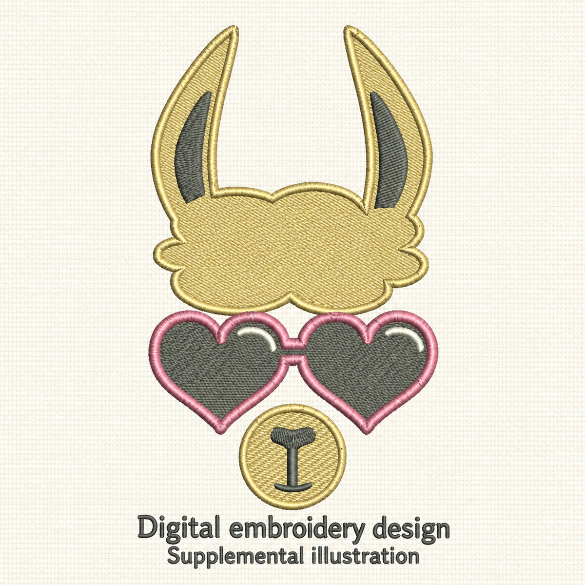 Illustrative preview of Llama with Heart Glasses Embroidery Design.