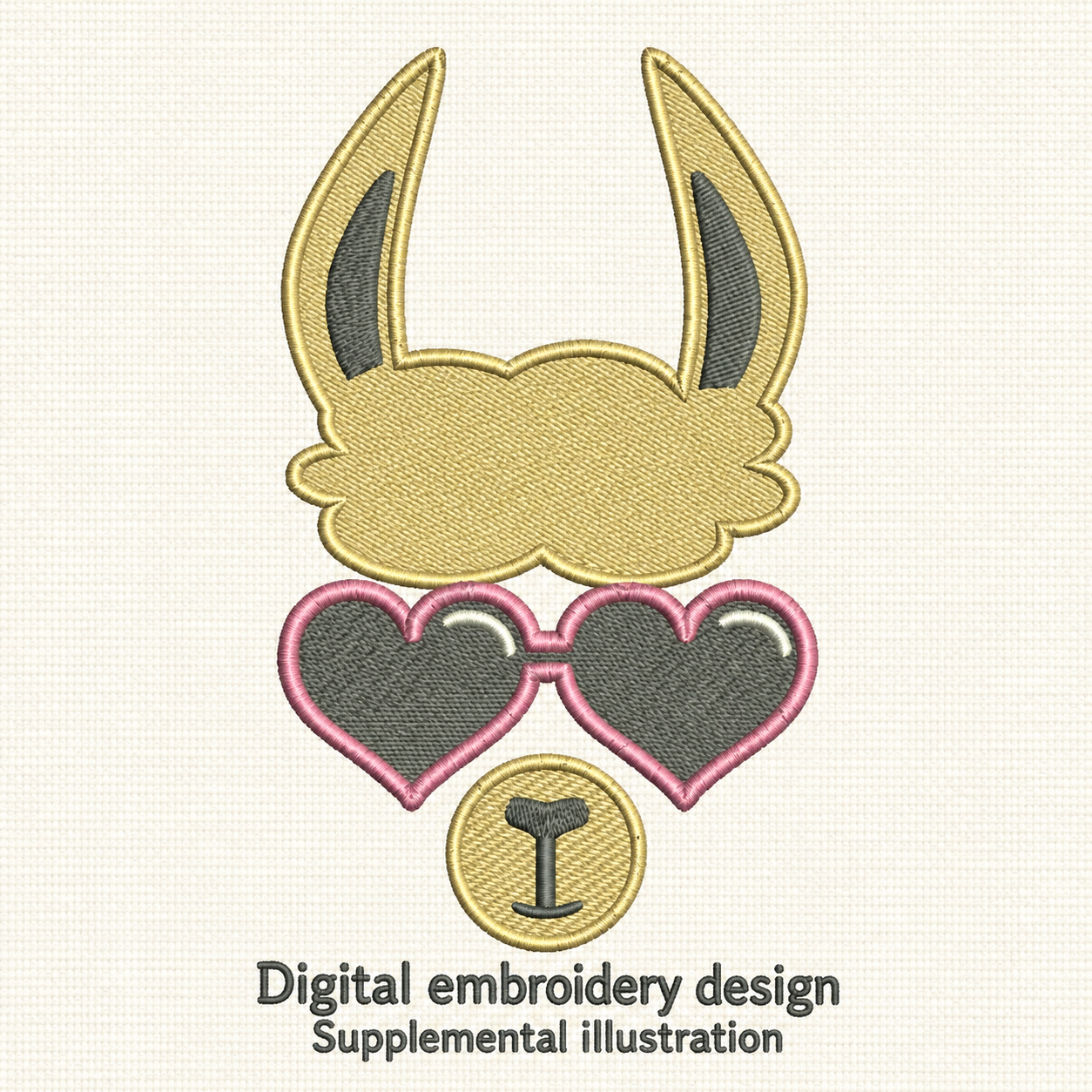 Illustrative preview of Llama with Heart Glasses Embroidery Design.