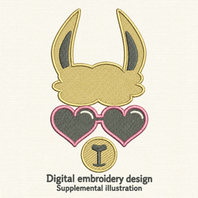 Illustrative preview of Llama with Heart Glasses Embroidery Design.