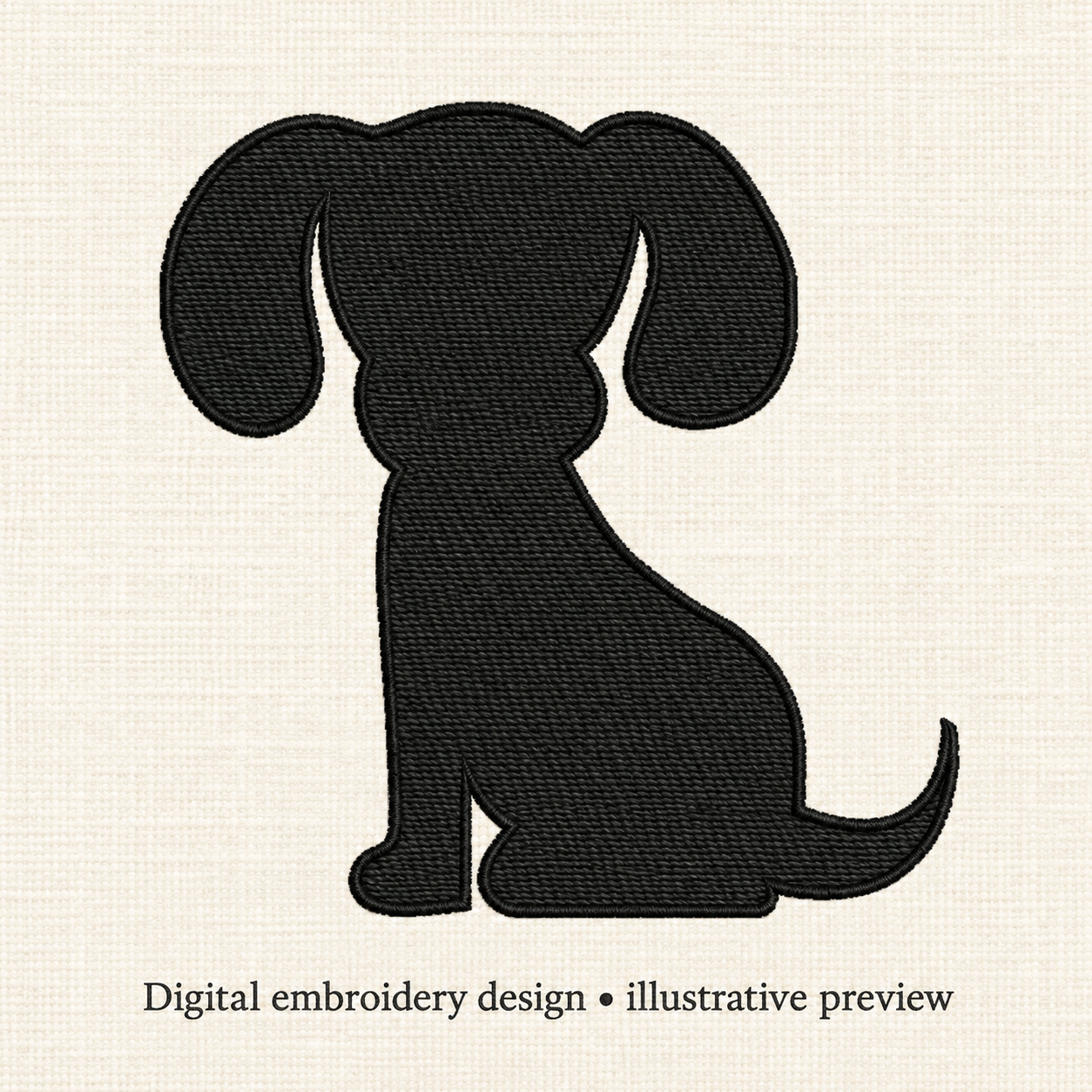 Illustrative preview of Seated Puppy Silhouette Embroidery Design.