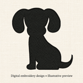 Illustrative preview of Seated Puppy Silhouette Embroidery Design.