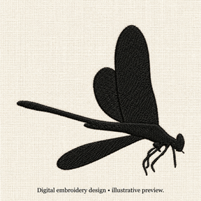 Illustrative preview of Flying Dragonfly Silhouette Embroidery Design.