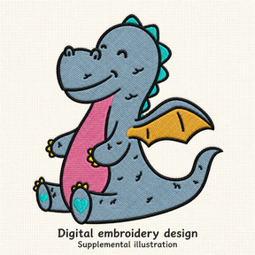 Illustrative preview of Smiling Baby Dragon Embroidery Design.