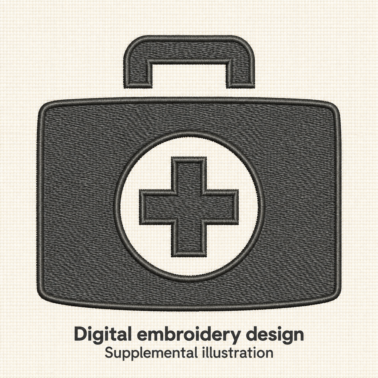 Illustrative preview of First Aid Kit Embroidery Design.