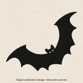 Illustrative preview of Flying Bat Silhouette Machine Embroidery Design.