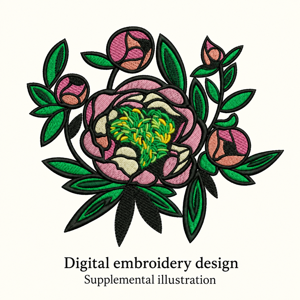 Illustrative preview of Pink Floral Bouquet Embroidery Design.
