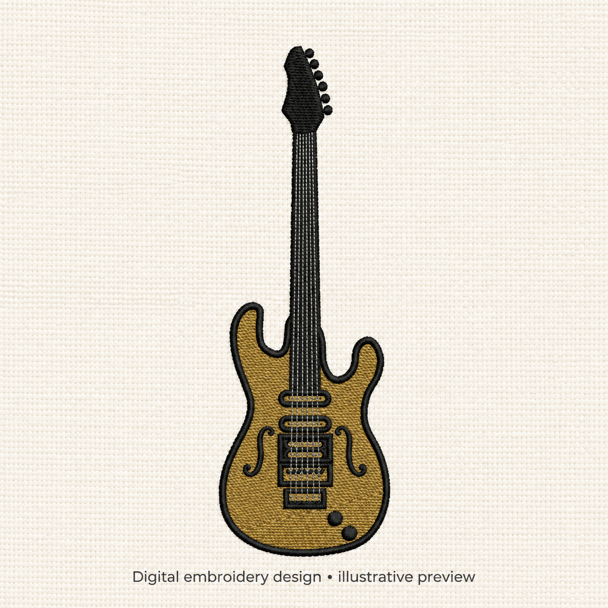 Illustrative preview of Electric Guitar Embroidery Design.