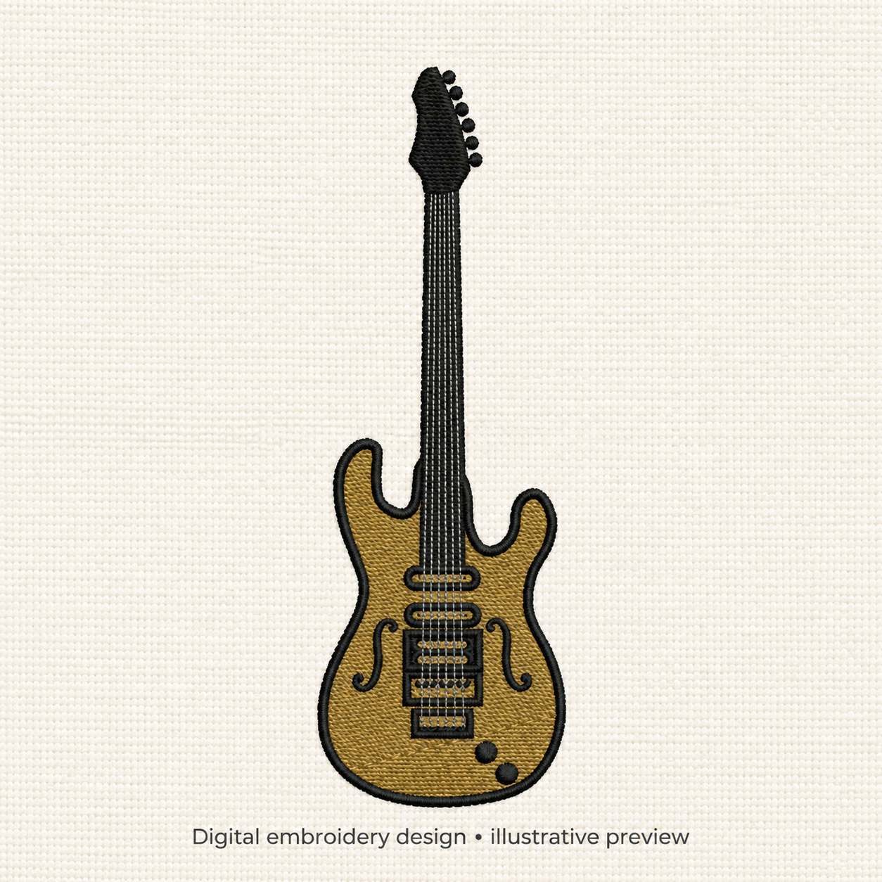 Illustrative preview of Electric Guitar Embroidery Design.
