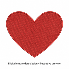 Digital embroidery mockup of Solid Red Heart Embroidery Design; illustrative preview.