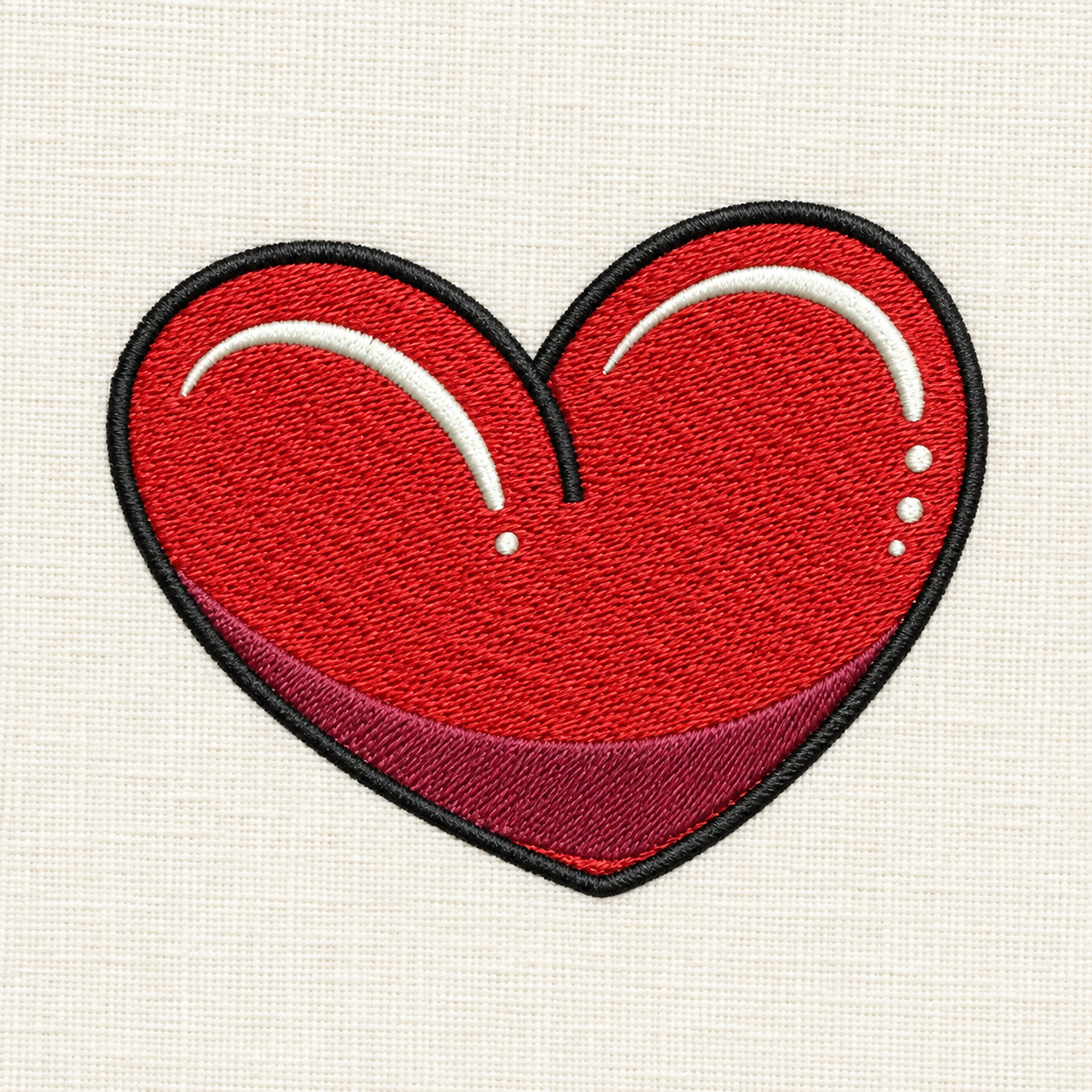 Illustrative preview of Glossy Red Heart Embroidery Design.