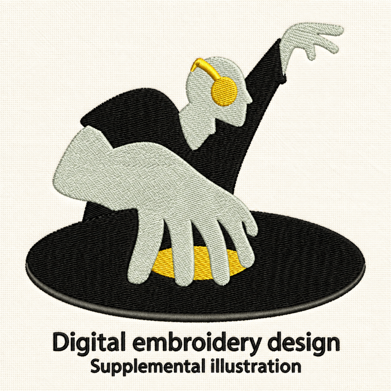 Illustrative preview of DJ and Vinyl Record Embroidery Design.
