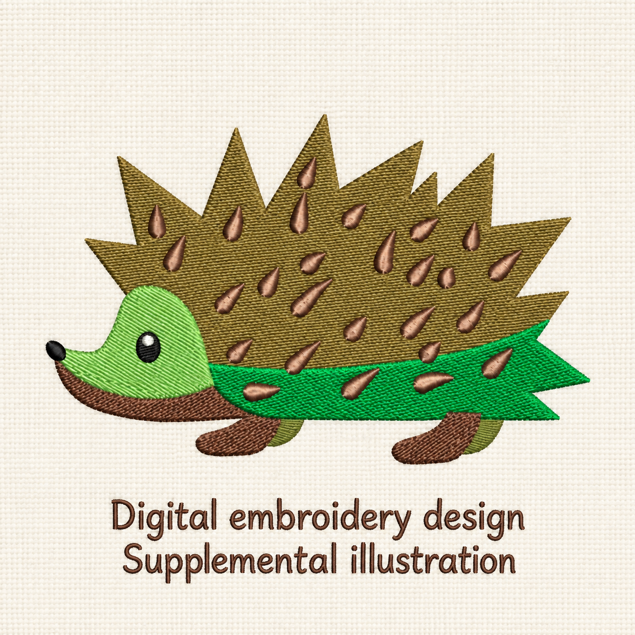 Illustrative preview of Cartoon Spiny Animal Embroidery Design.